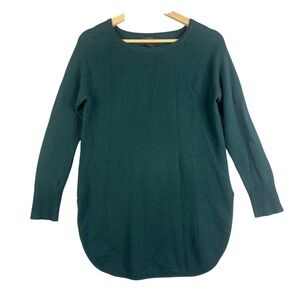 Halogen Petite Green Cashmere Wool Blend Crew Neck Long Sleeve Sweater Size XS